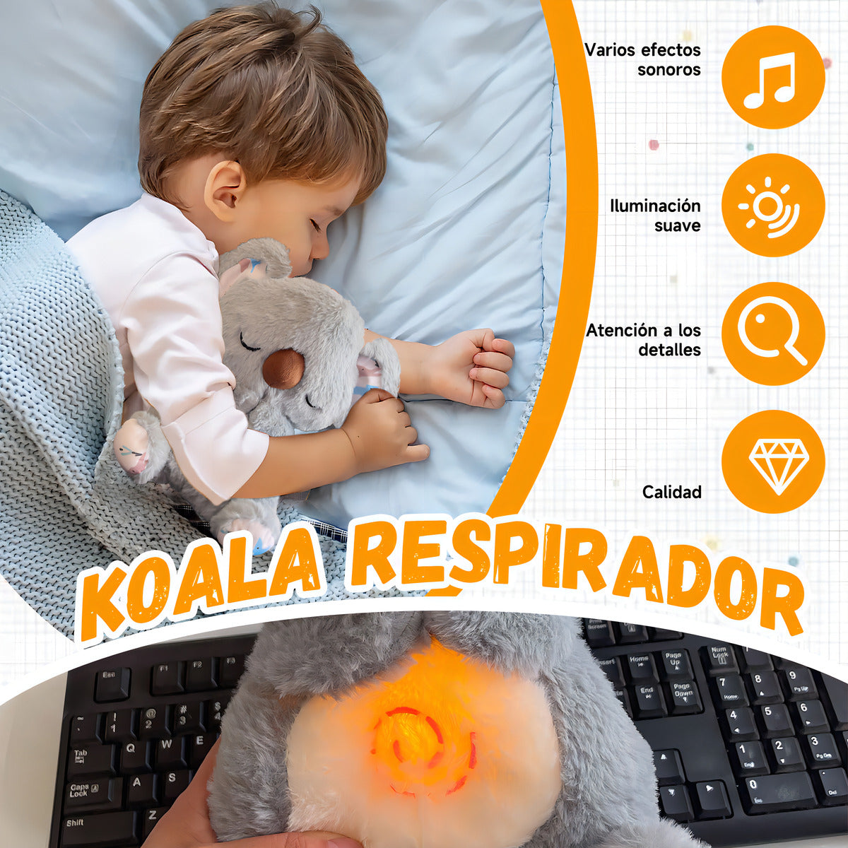 Koala Calm™ – Elimina las Noches Inquietas y Alivia el Insomnio con su Respiración Simulada para Bebés y Mujeres